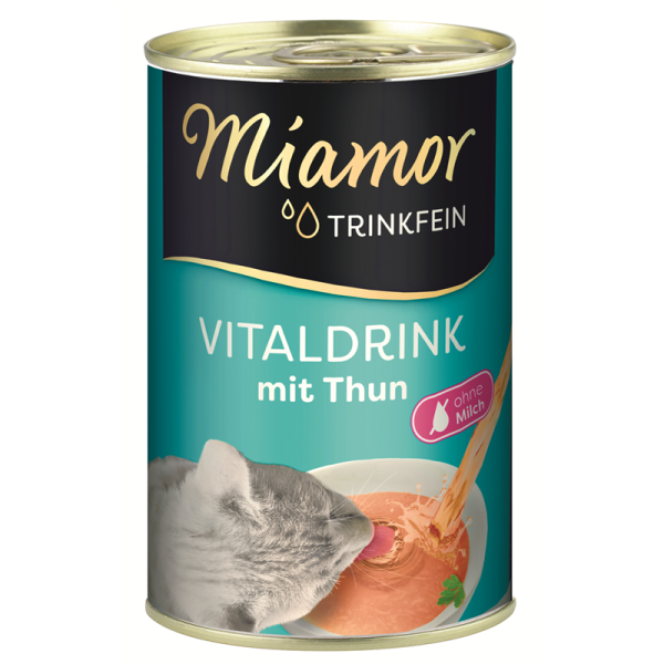 Miamor Trinkfein Vitaldrink mit Thun 135ml, Ergänzungsfuttermittel für ausgewachsene Katzen.