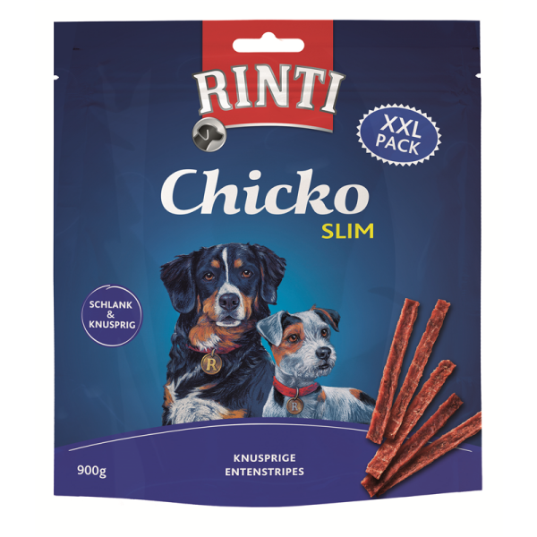 RINTI Chicko Slim Ente Knusprige Entenstripes, Ergänzungsfuttermittel für Hunde