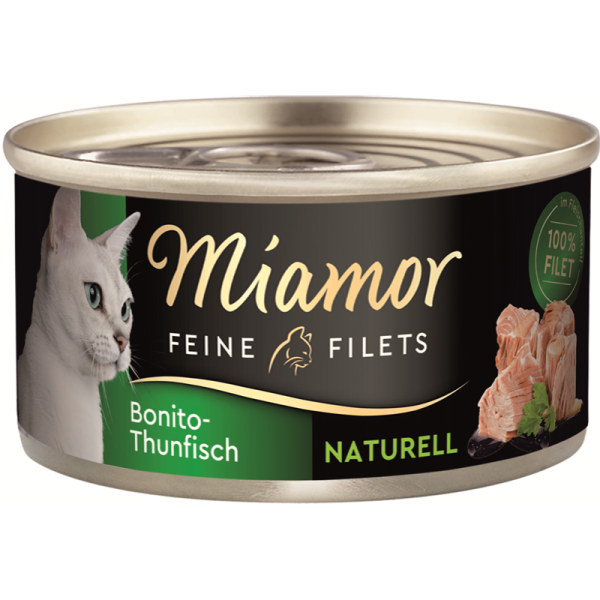 Miamor Feine Filets Naturell Bonito-Thunfisch 80g, Ergänzungsfuttermittel für Katzen