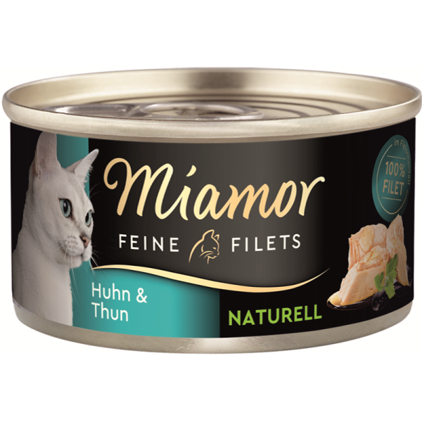 Miamor Feine Filets Naturell Huhn & Thunfisch 80g, Ergänzungsfuttermittel für Katzen.