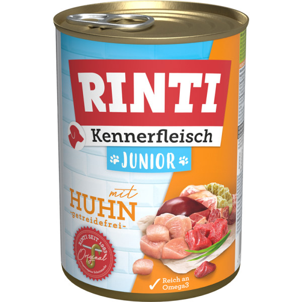 Rinti Kennerfleisch Junior Huhn 400g, Alleinfuttermittel für Hunde.