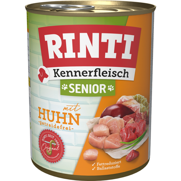 Rinti Kennerfleisch Senior Huhn 800g, Alleinfuttermittel für Hunde.