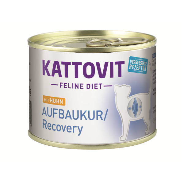 Kattovit Feline Diet Aufbaukur/Recovery Huhn 185g, Zur ernährungsphysiologischen Wiederherstellung, Rekonvaleszenz.
