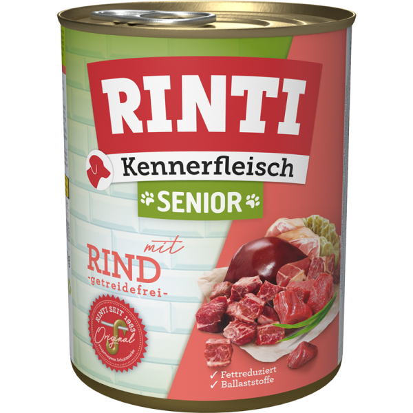 Rinti Kennerfleisch Senior Rind 800g, Alleinfuttermittel für Hunde.