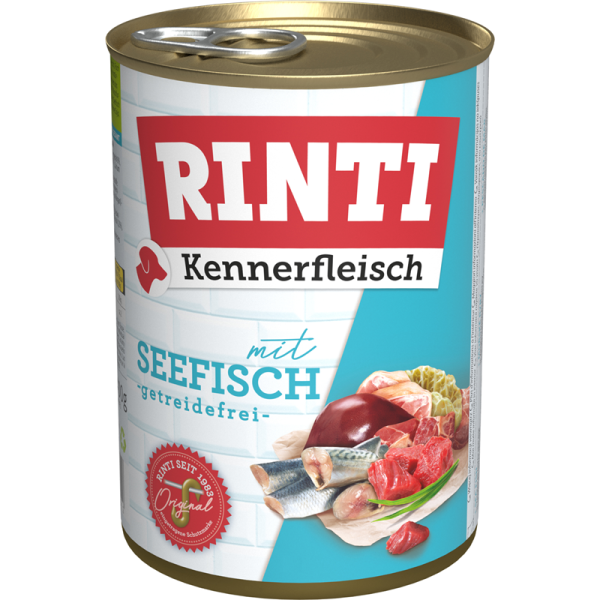 Rinti Kennerfleisch Seefisch 400g, Alleinfuttermittel für Hunde.