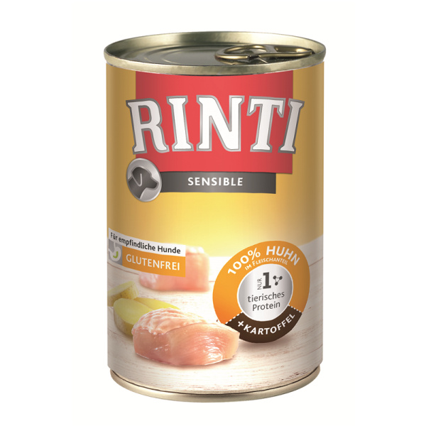 Rinti Sensible Huhn & Kartoffel 400g, Vollnahrung für Hunde, die auf bestimmte Futterkomponenten allergisch reagieren