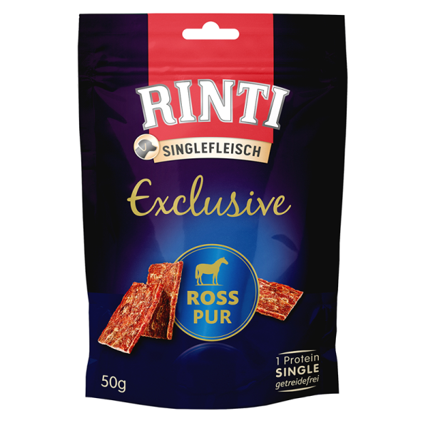 RINTI Exclusive Snack Ross 50g, Snack mit exklusiver Proteinsorte - für empfindliche Hunde mit Verträglichkeitsproblemen