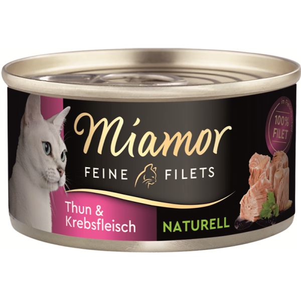 Miamor Feine Filets Naturell Thunfisch & Krebsfleisch 80g, Ergänzungsfuttermittel für Katzen