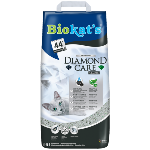 Biokats Diamond Care classic 8 l Papiersack, Diamond Care enthält rein natürliche Aktivkohle zur hochwirksamen Geruchsbindung als auch Aloe Vera für die sanfte Pflege.