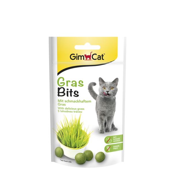 GimCat GrasBits 40g, Köstliche Snacks mit schmackhaftem Gras