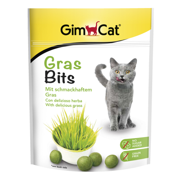 GimCat GrasBits 140g, Köstliche Snacks mit schmackhaftem Gras