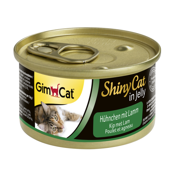 GimCat Dose ShinyCat  Hühnchen mit Lamm 70g, Zarte proteinreiche Fleischstückchen in köstlichem Gelee.