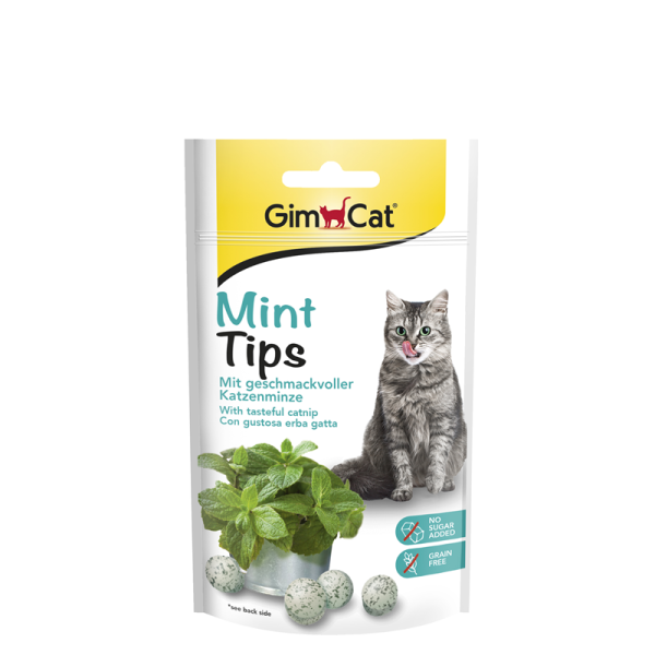 GimCat MintTips 40g, Köstliche Snacks mit geschmackvoller Katzenminze verfeinert