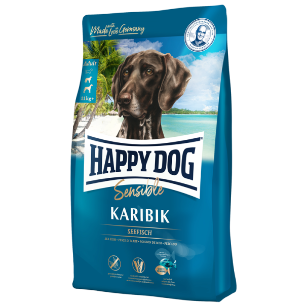 Happy Dog Supreme Sensible Karibik 1 kg, Alleinfuttermittel auch für sensible Hunde ohne Getreide - single Protein!