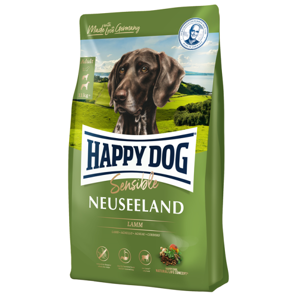 Happy Dog Supreme Sensible Neuseeland 1kg, Zur Fütterung bei Allergien - besonders magen- und darmschonend