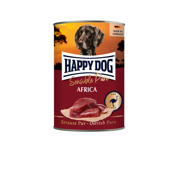 Happy Dog Dose Sensible Pure Africa Strauß 400g, Alleinfuttermittel für ausgewachsene Hunde
