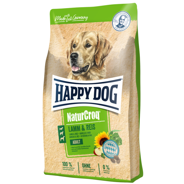 Happy Dog NaturCroq Lamm & Reis 1 kg, Alleinfuttermittel für ausgewachsene Hunde mit normalem Energiebedarf.