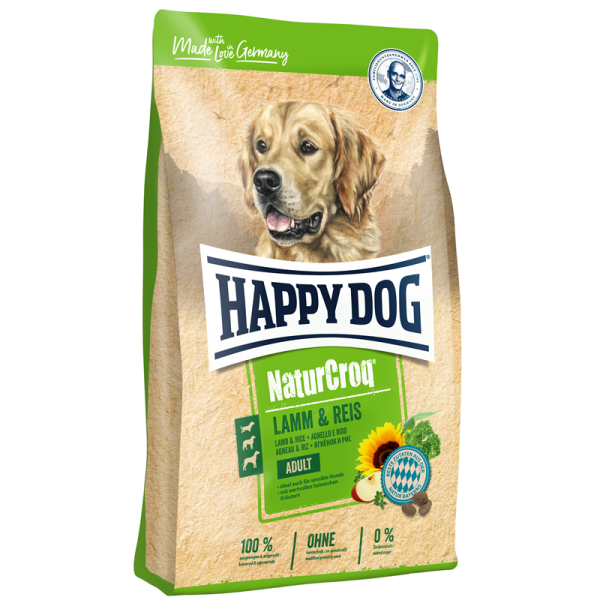Happy Dog NaturCroq Lamm & Reis 4kg, Alleinfuttermittel für ausgewachsene Hunde mit normalem Energiebedarf.