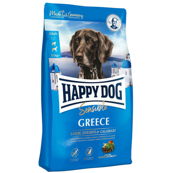 Happy Dog Supreme Sensible Greece 300 g, Zur Fütterung bei Fell- und Hautproblemen bzw. Allergien