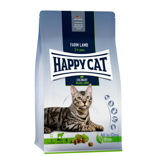 Happy Cat Culinary Adult Weide Lamm 1,3 kg, Alleinfuttermittel für ausgewachsene Katzen ab 12 Monaten - auch für sensible Katzen