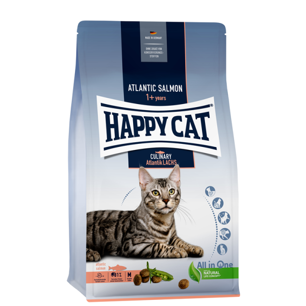 Happy Cat Culinary Adult Atlantik Lachs 4 kg, Alleinfuttermittel für ausgewachsene Katzen ab 12 Monaten.