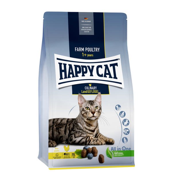 Happy Cat Culinary Adult Land Geflügel 4 kg, Alleinfuttermittel für ausgewachsene Katzen ab 12 Monaten.