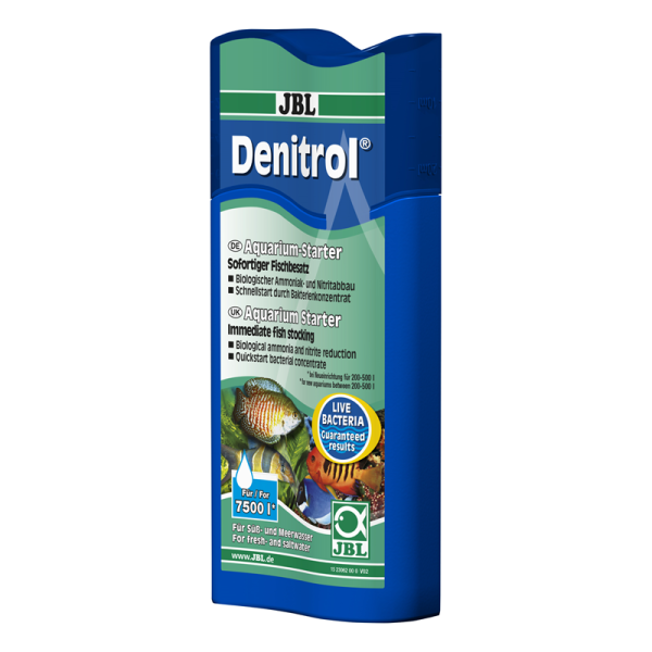 JBL Denitrol 250 ml, Bei Neueinrichtung, Wasserwechsel und nach Fischkrankheit für Süß-/Meerwasser-Aquarien, Wasserschildkröten und Garnelen