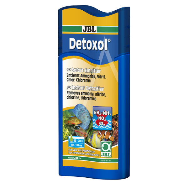 JBL Detoxol 250 ml, Entfernt SOFORT Giftstoffe wie Ammoniak (NH3), Nitrit (NO2), Chlor und Chloramin im Süß- sowie Meerwasser