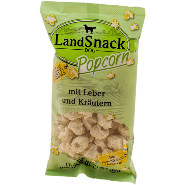 LandSnack für Hunde Popcorn Original mit Leber und Kräutern 30g30g, Ergänzungsfuttermittel, auch für Hunde mit Übergewicht geeignet.