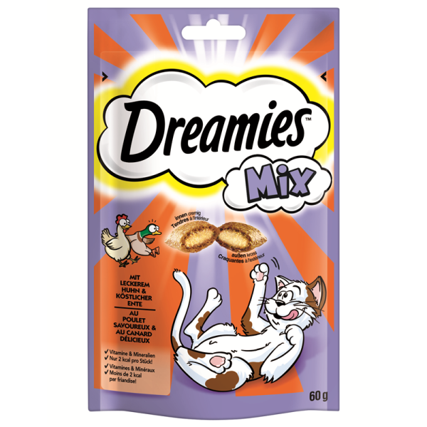 Dreamies Cat Snack Mix mit Huhn & Ente 60g, Die traumhaften Katzensnacks