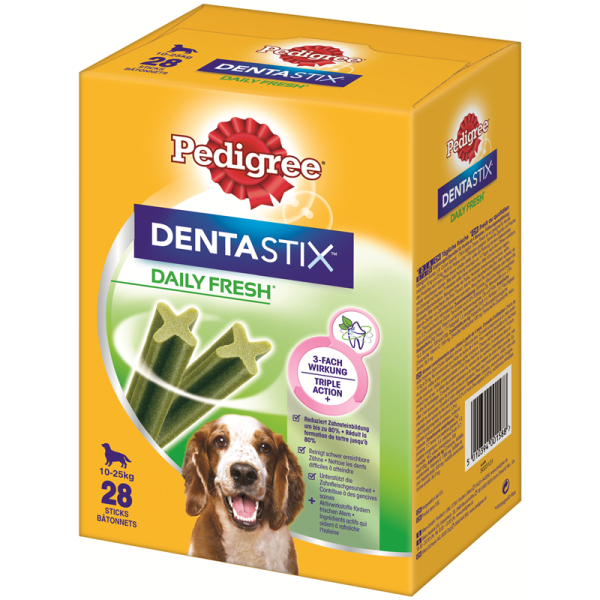 Pedigree Denta Stix Daily Fresh MP mittelgroße. Hunde 28 St., Die Zahnpflege mit der einzigartigen X-Form