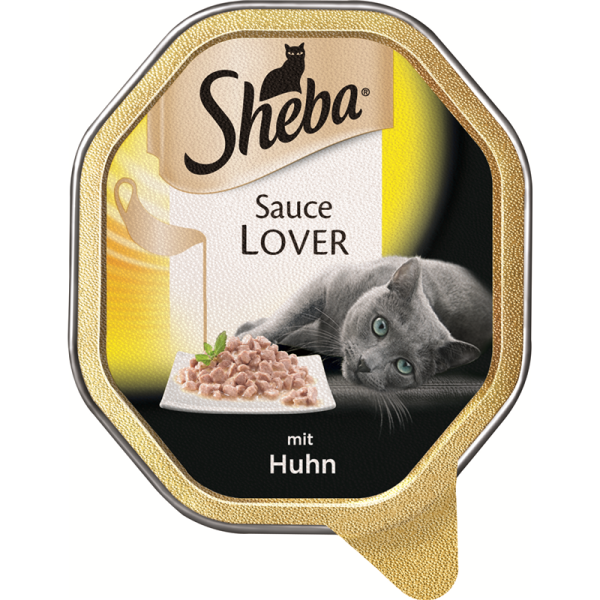 Sheba Schale Sauce Lover mit Huhn 85g, Alleinfuttermittel für ausgewachsene Katzen.