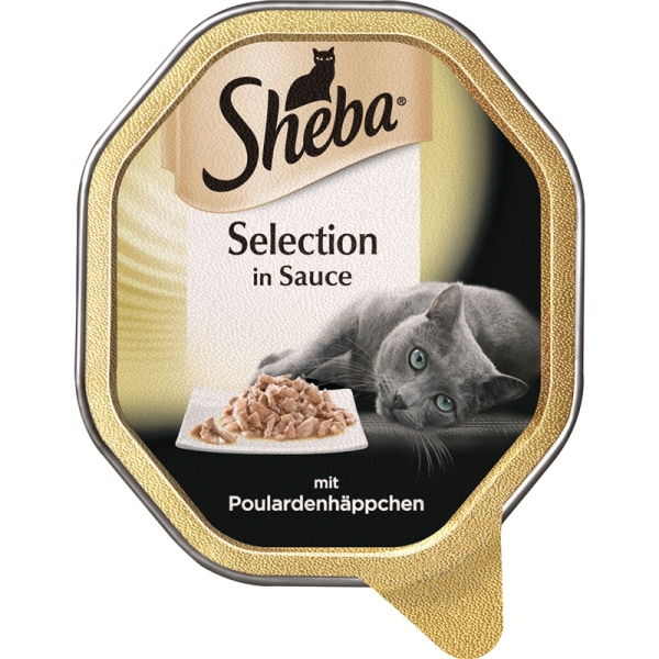 Sheba Schale Selection in Sauce Poulardenhäppchen 85g, Alleinfuttermittel für ausgewachsene Katzen.