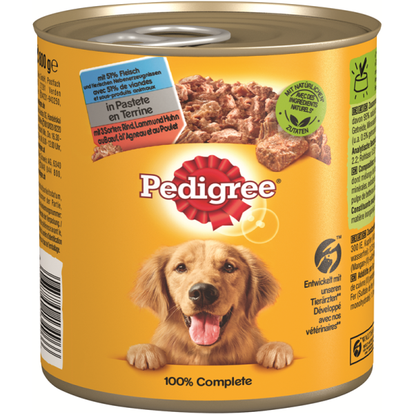 Pedigree Dose Adult 3 Sorten Rind, Lamm, Huhn 800g, Optimal zubereitetes, nährstoffreiches Nassfutter