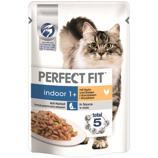 Perfect Fit Cat Portionsbeutel Indoor Huhn 85g, Alleinfuttermittel für ausgewachsene Katzen