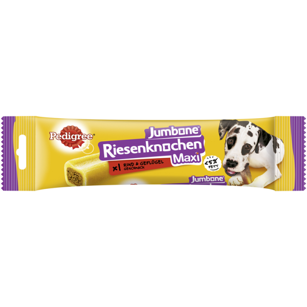 Pedigree Snack Riesenknochen Maxi mit Rind und Geflügelgeschmack 180g, Ergänzungsfuttermittel für ausgewachsene Hunde