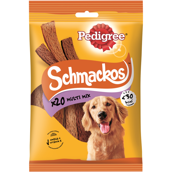 Pedigree Snack Schmackos Multi Mix 20 Stück, Ergänzungsfuttermittel für ausgewachsene Hunde