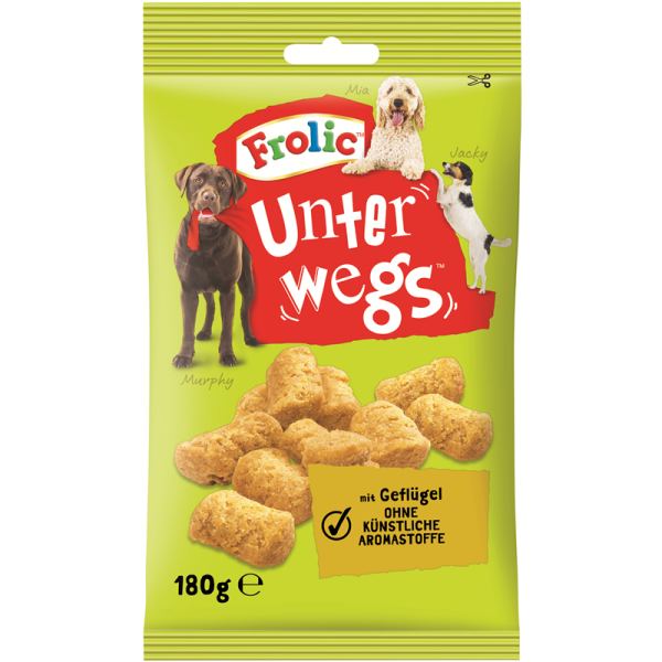 Frolic Unterwegs mit Geflügel 180g, Ergänzungsfuttermittel für ausgewachsene Hunde