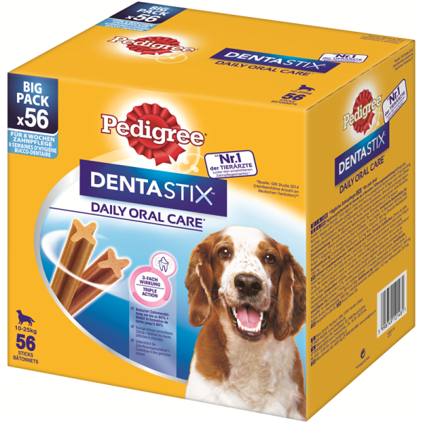 Pedigree Denta Stix Daily Oral Care MP mittelgroße Hunde 56 St., Die Zahnpflege mit der einzigartigen X-Form