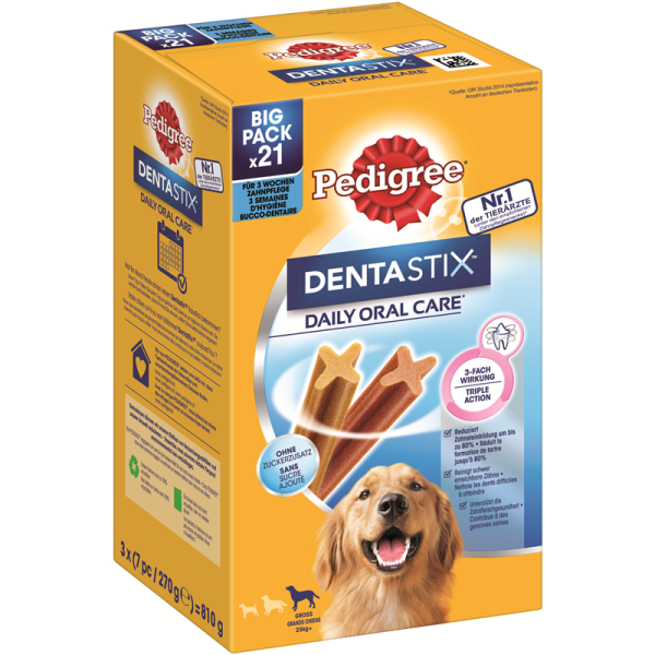 Pedigree Dentastix Multipack für große Hunde 21 Stück, Ergänzungsfuttermittel für Hunde ab 4 Monaten