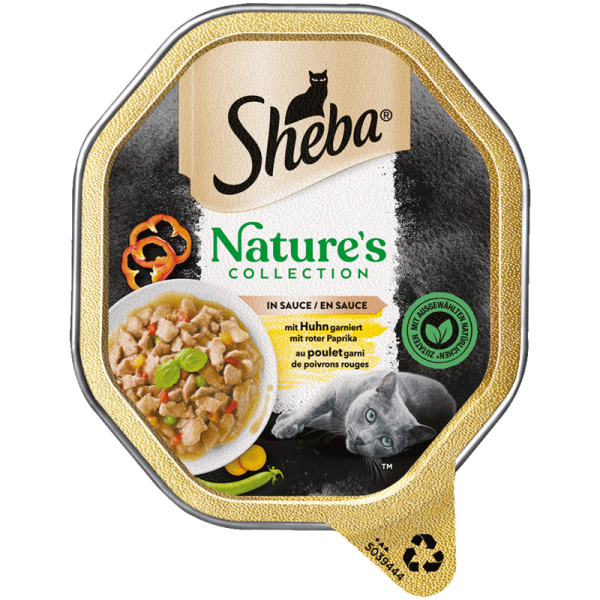 Sheba Schale Natures Collection Huhn in Sauce 85g, Alleinfuttermittel für ausgewachsene Katzen.
