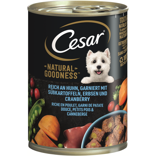 Cesar Dose Natural Goodness mit Huhn 400g, Alleinfuttermittel für ausgewachsene Hunde