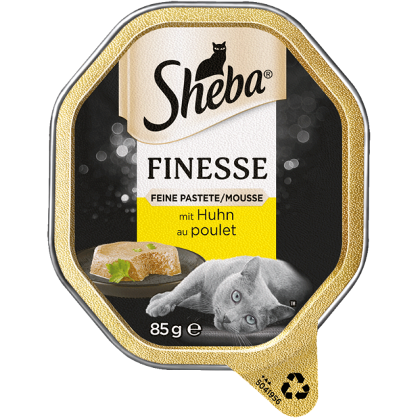 SHEBA Schale Finesse Feine Pastete mit Huhn 85g, Alleinfuttermittel für ausgewachsene Katzen.