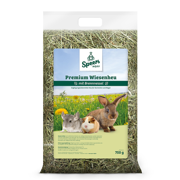 Speers Hoff Premiumheu mit Brennnessel 750 g, Ergänzungsfuttermittel Heu für Kaninchen und Nager