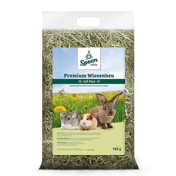 Speers Hoff Premiumheu mit Klee 750 g, Ergänzungsfuttermittel Heu für Kaninchen und Nager