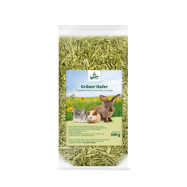 Speers Hoff Grüner Hafer 100 g, Einzelfuttermittel für Kaninchen und Nager