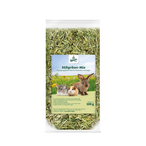Speers Hoff Süßgräser-Mix 100 g, Ergänzungsfuttermittel für Kaninchen und Nager