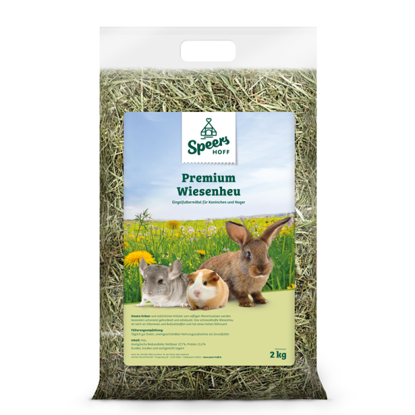Speers Hoff Premiumheu 2 kg, Einzelfutter für Kaninchen und Nager