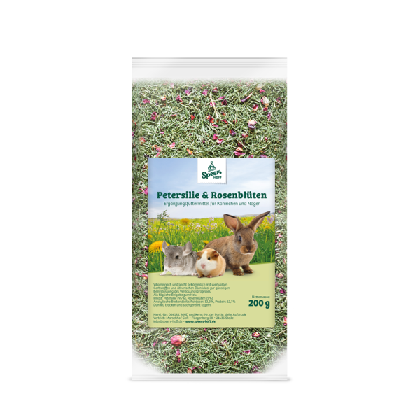Speers Hoff Petersilie + Rosenblüten 200 g, Ergänzungsfuttermittel für Kaninchen und Nager