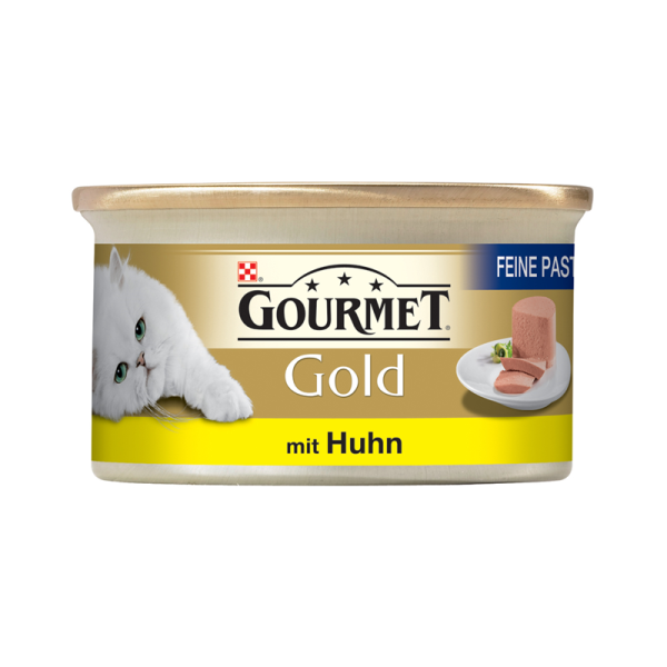 Gourmet Dose Gold Feine Pastete Huhn 85g, Alleinfuttermittel für Katzen